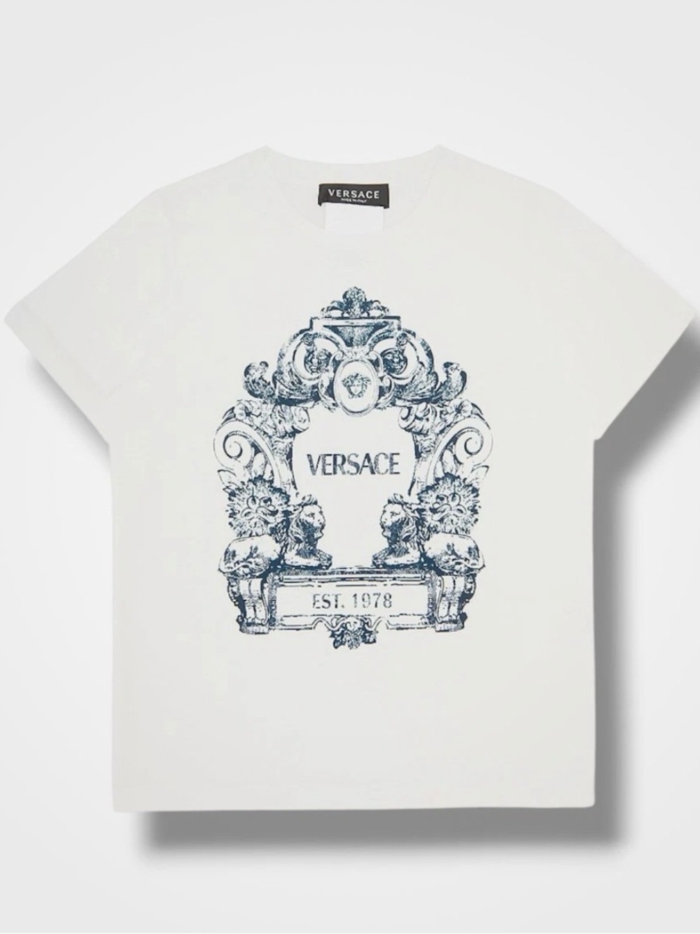 Versace Unisex Kid's White Stemma Logo T-Shirt Size 8